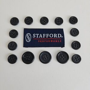 Stafford Performance Black Replacement Buttons Set of 14 For Suit Blazer & Pants